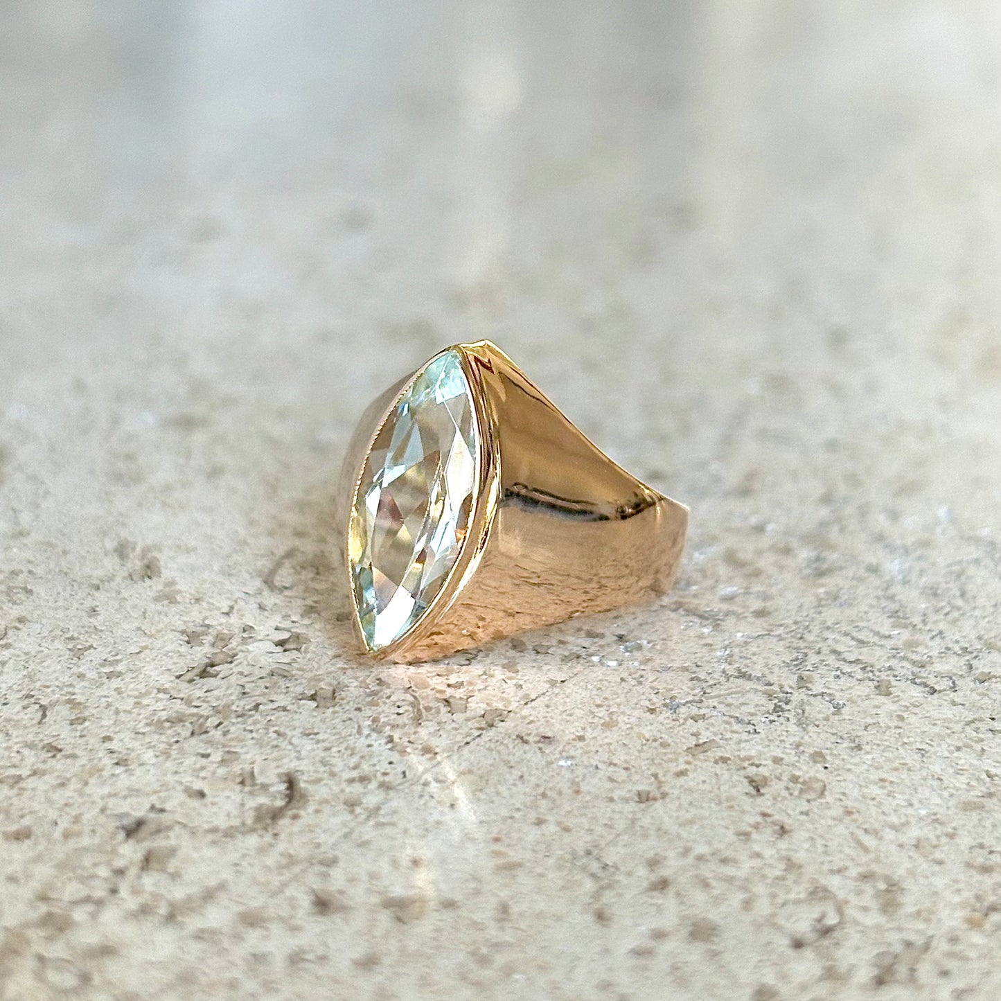 Bague Marquise - Or Jaune 750 & Topaze