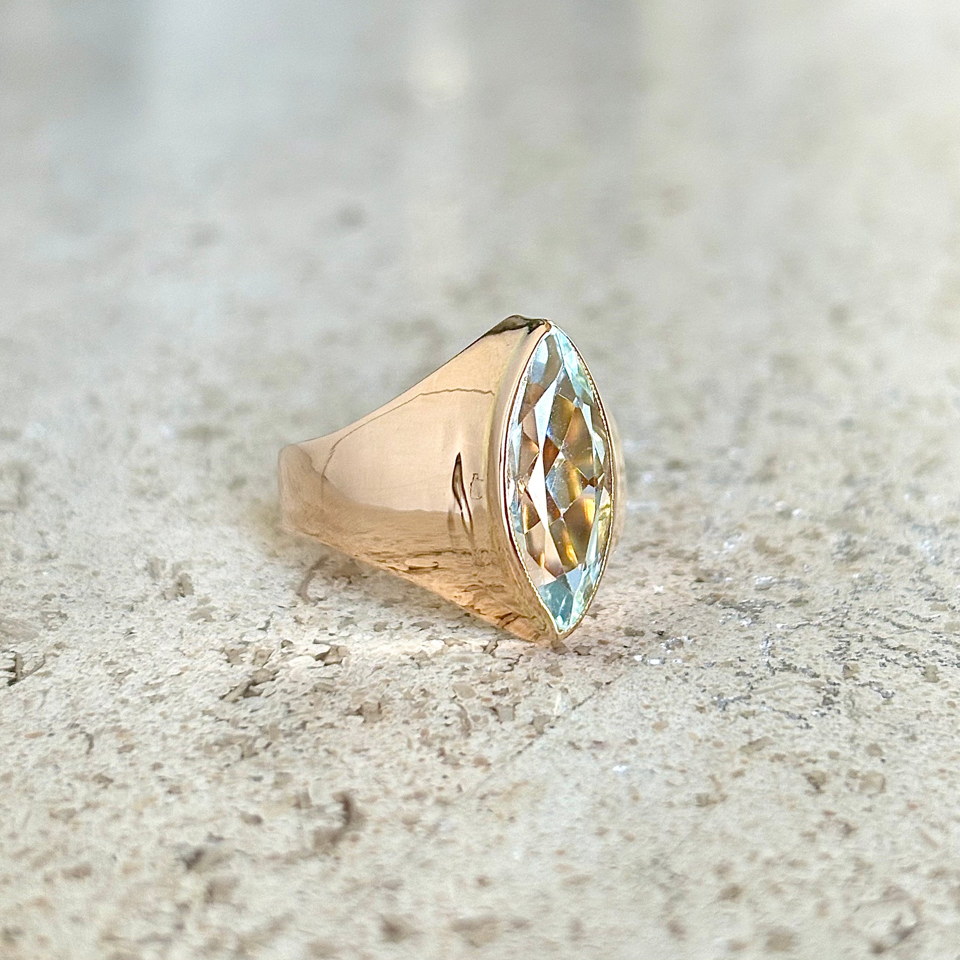 Bague Marquise - Or Jaune 750 & Topaze