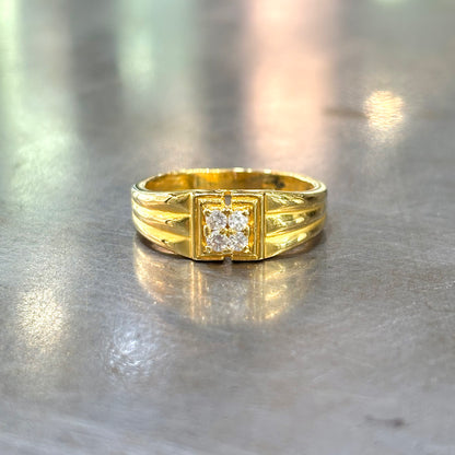Bague Chevalière - Or Jaune 750 & Diamants
