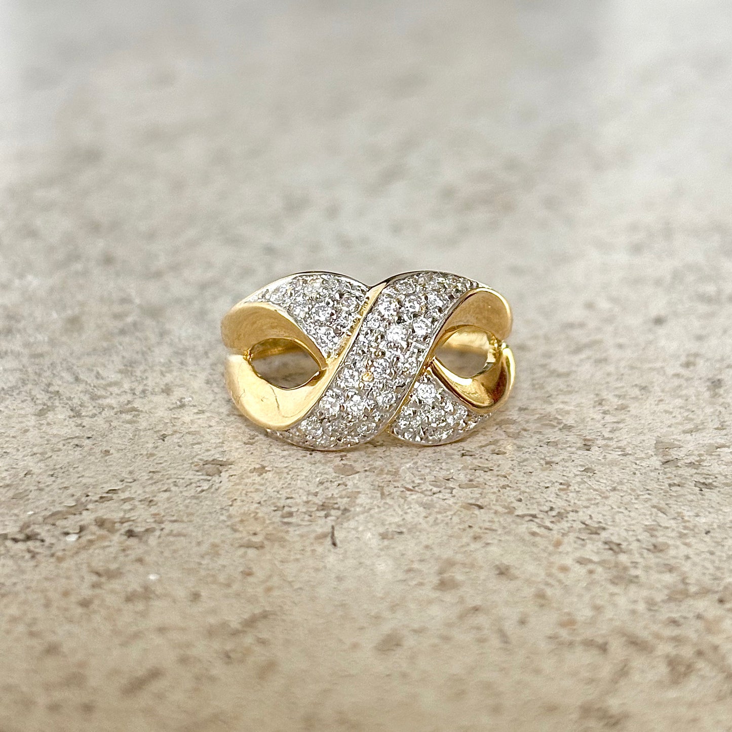 Bague Jonc Entrelacs - Or Jaune 750 & Diamants