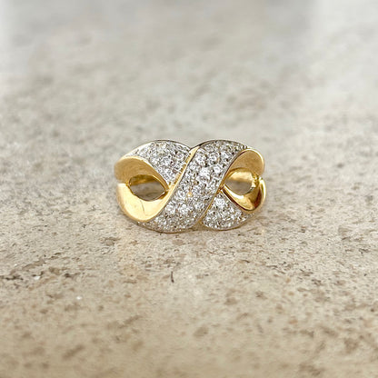 Bague Jonc Entrelacs - Or Jaune 750 & Diamants