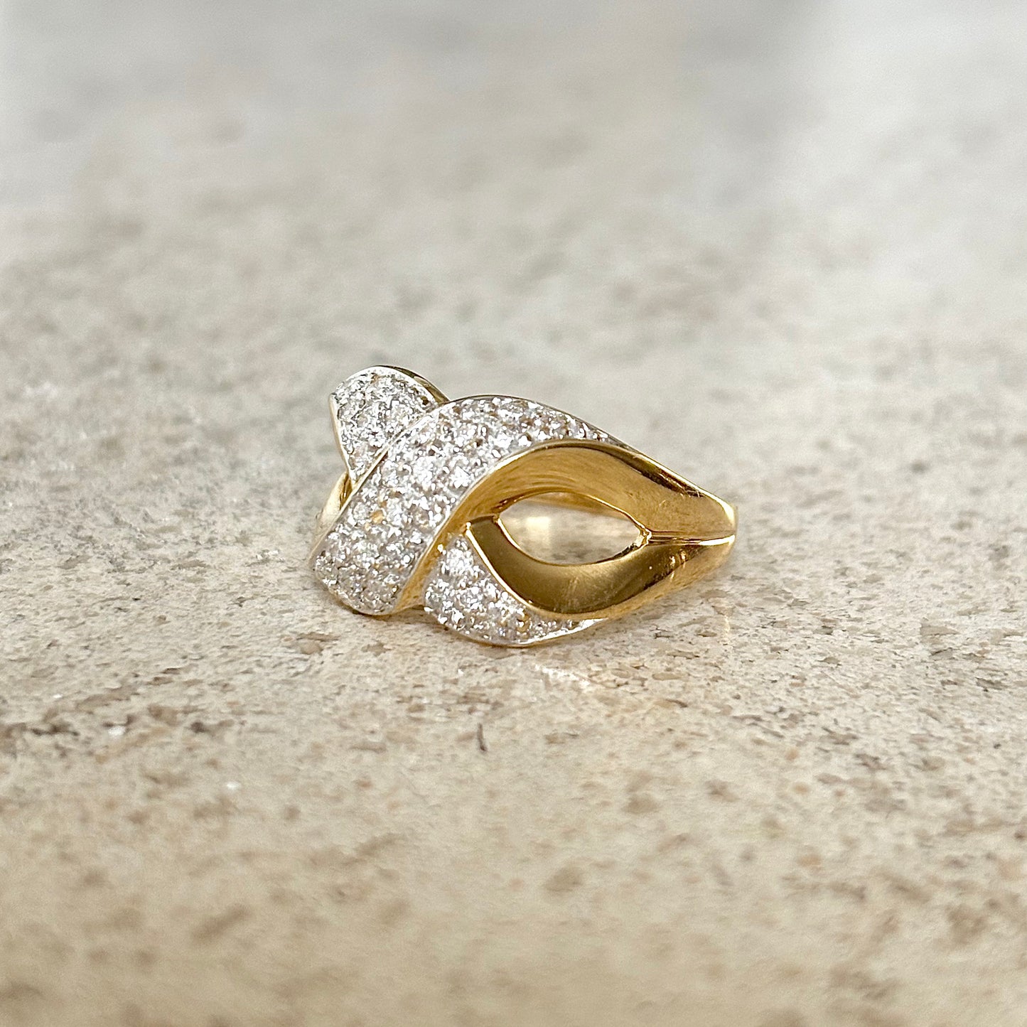 Bague Jonc Entrelacs - Or Jaune 750 & Diamants