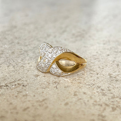 Bague Jonc Entrelacs - Or Jaune 750 & Diamants