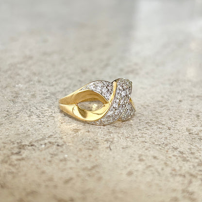 Bague Jonc Entrelacs - Or Jaune 750 & Diamants