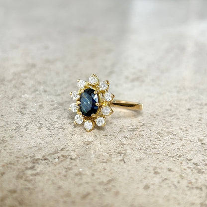 Bague Marguerite - Or Jaune 750 Saphir & Diamants