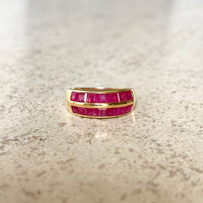 Bague Jonc - Or Jaune 750 & Rubis