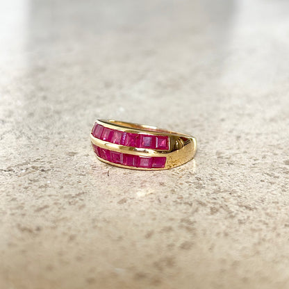 Bague Jonc - Or Jaune 750 & Rubis