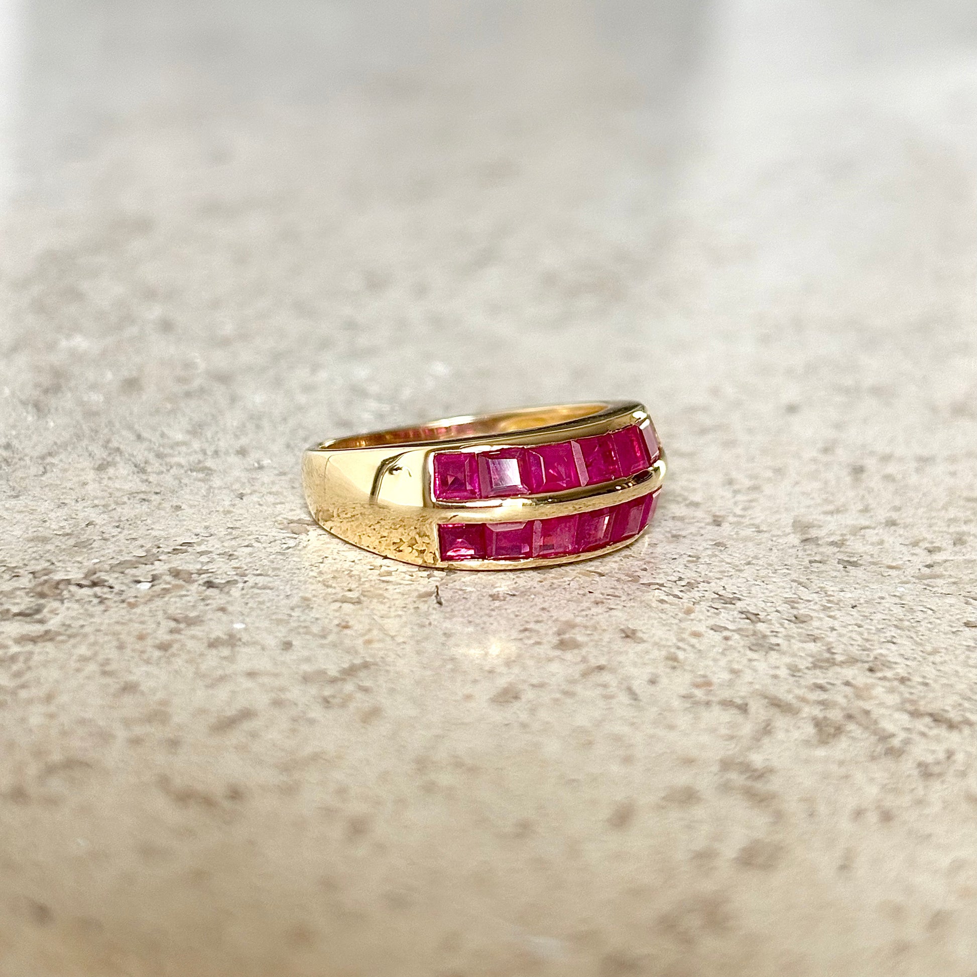 Bague Jonc - Or Jaune 750 & Rubis