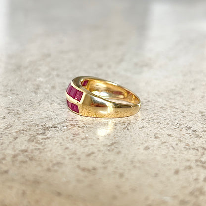 Bague Jonc - Or Jaune 750 & Rubis