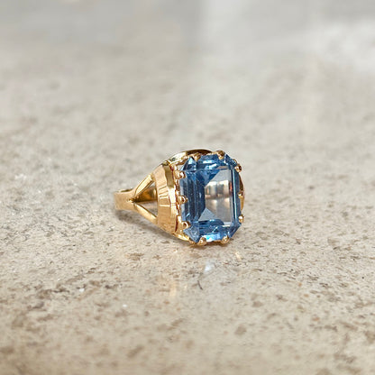 Bague Vintage Cocktail - Or Jaune 750 & Topaze