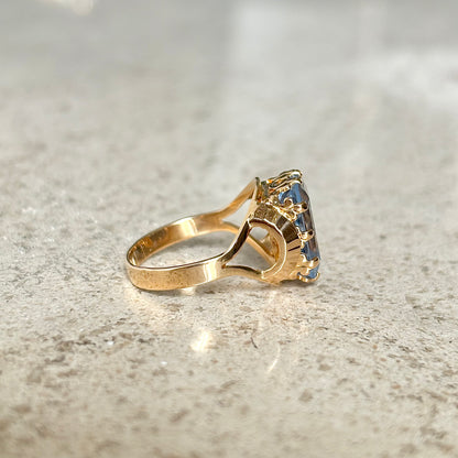 Bague Vintage Cocktail - Or Jaune 750 & Topaze