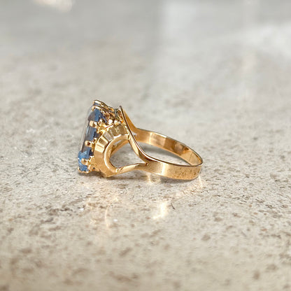 Bague Vintage Cocktail - Or Jaune 750 & Topaze