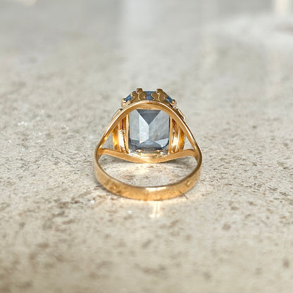 Bague Vintage Cocktail - Or Jaune 750 & Topaze