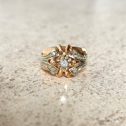 Bague Vintage Art Déco - Or Rose 750 & Diamants