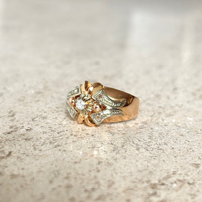 Bague Vintage Art Déco - Or Rose 750 & Diamants