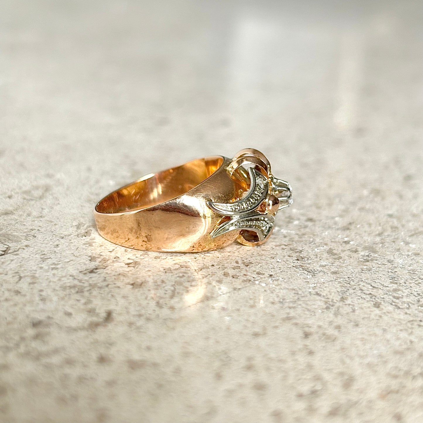 Bague Vintage Art Déco - Or Rose 750 & Diamants