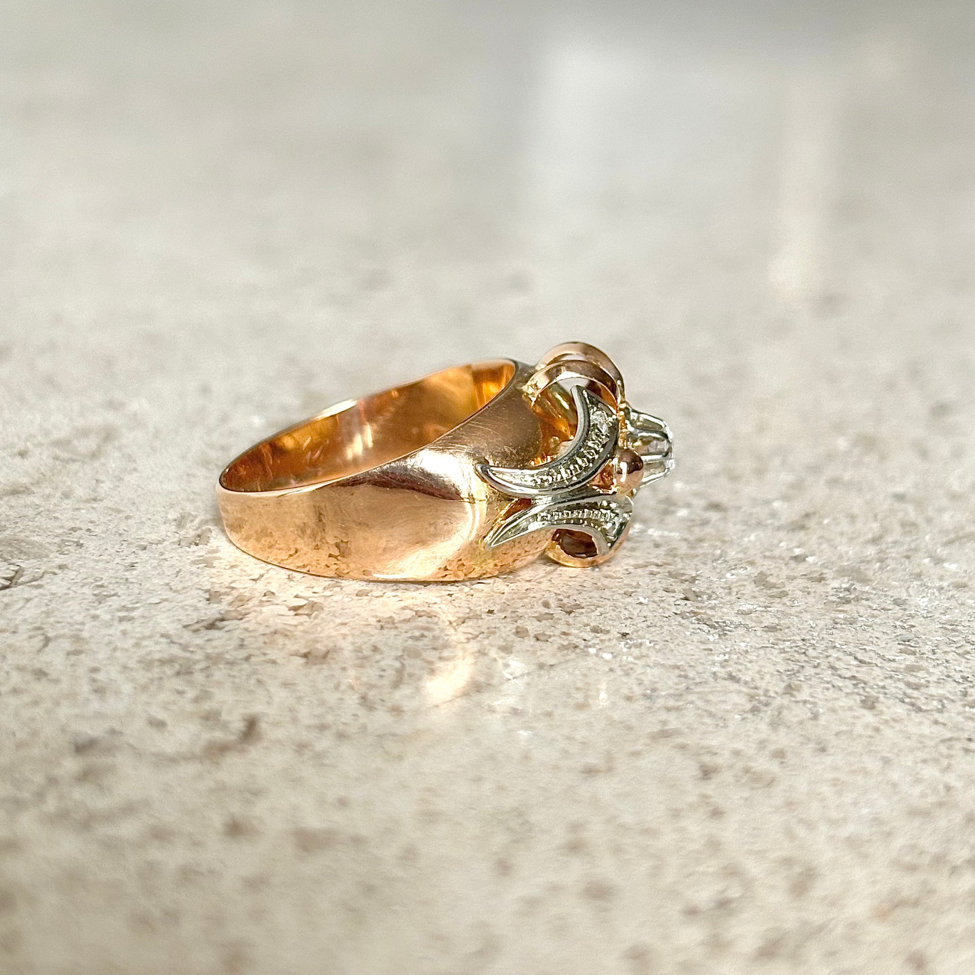 Bague Vintage Art Déco - Or Rose 750 & Diamants