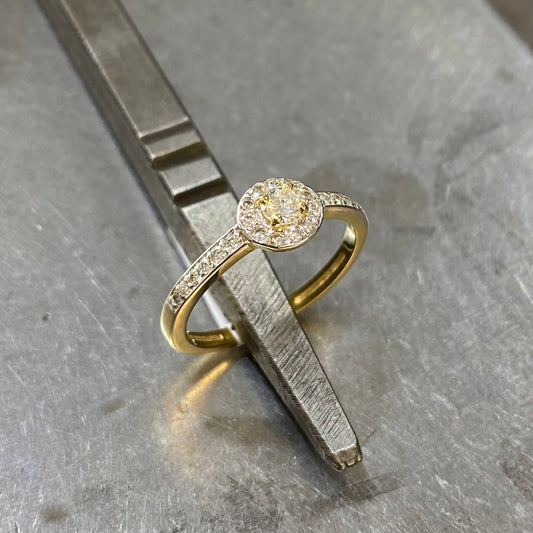 Bague Solitaire - Or Jaune/Blanc 750 & Diamants Création Fremont