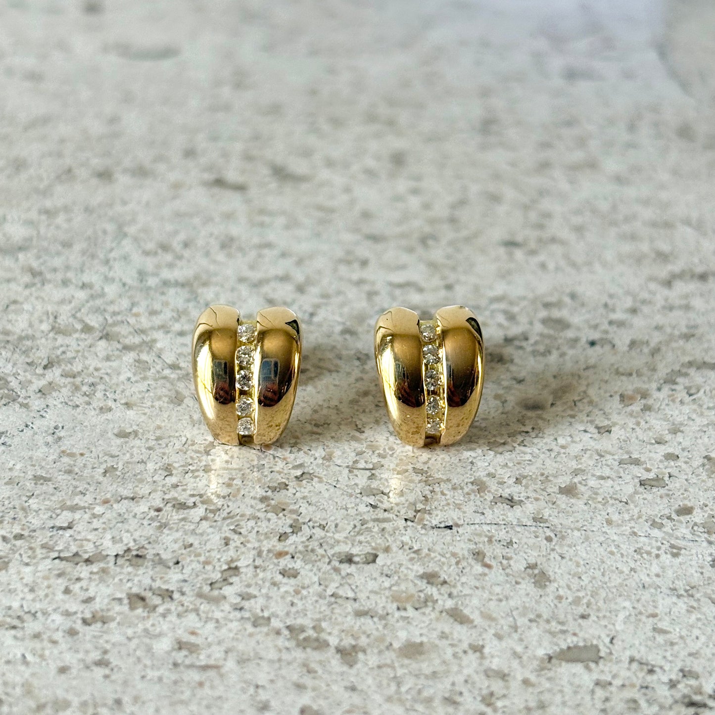 Boucles D'oreilles Godrons - Or Jaune 750 & Diamants