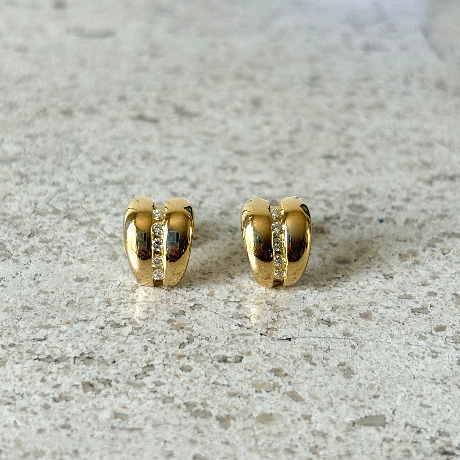 Boucles D'oreilles Godrons - Or Jaune 750 & Diamants