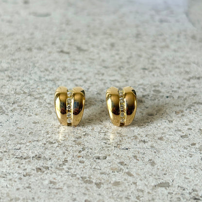 Boucles D'oreilles Godrons - Or Jaune 750 & Diamants