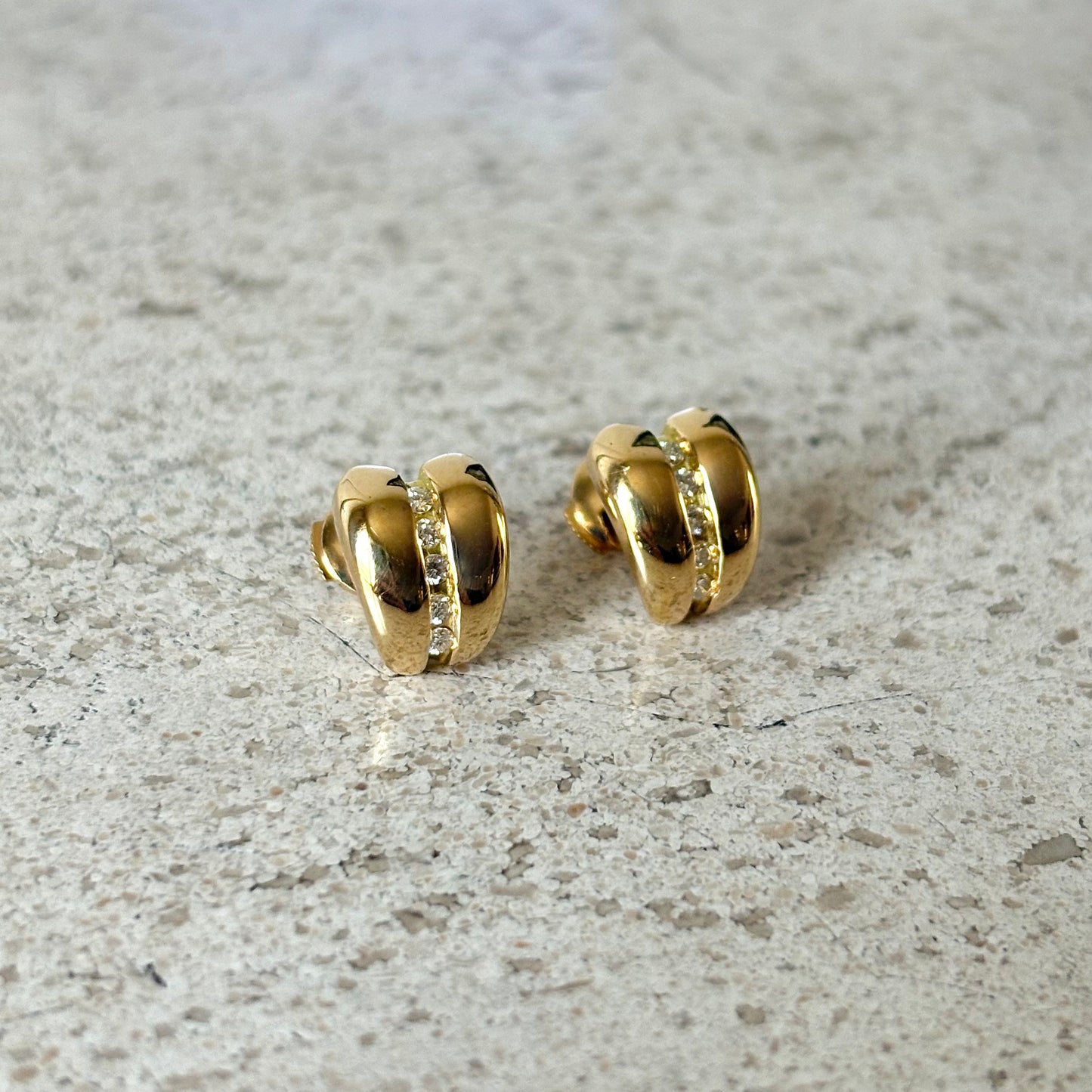 Boucles D'oreilles Godrons - Or Jaune 750 & Diamants
