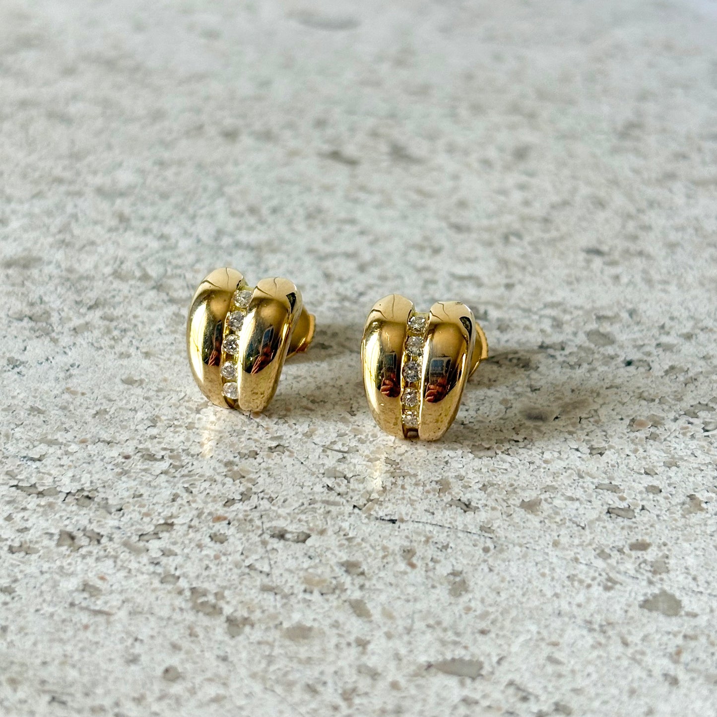 Boucles D'oreilles Godrons - Or Jaune 750 & Diamants
