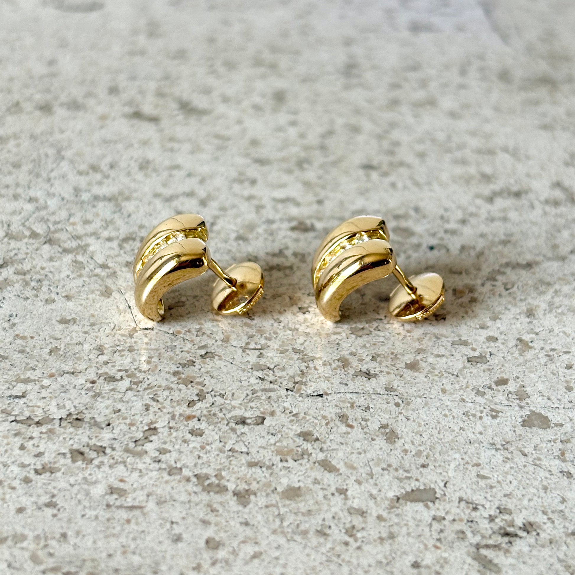 Boucles D'oreilles Godrons - Or Jaune 750 & Diamants