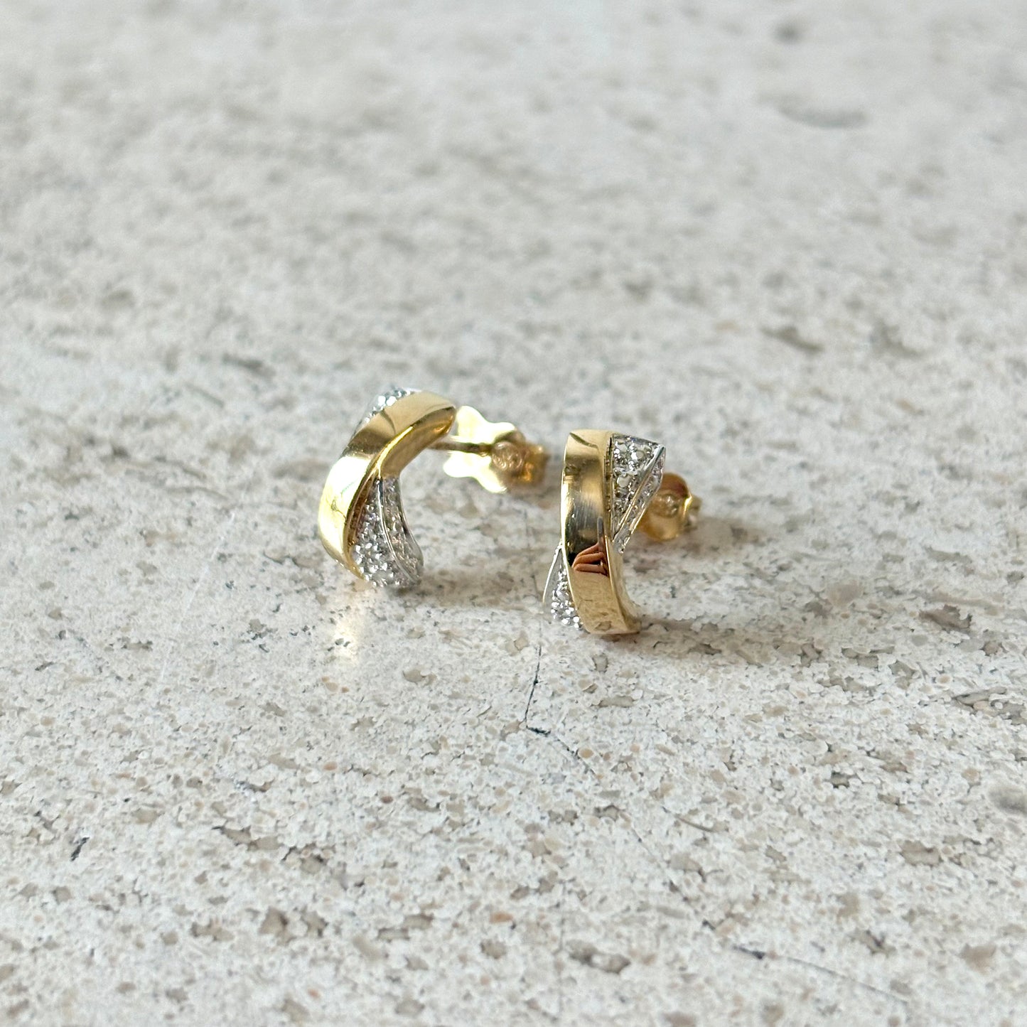Boucles D'oreilles Croix - Or Jaune 750