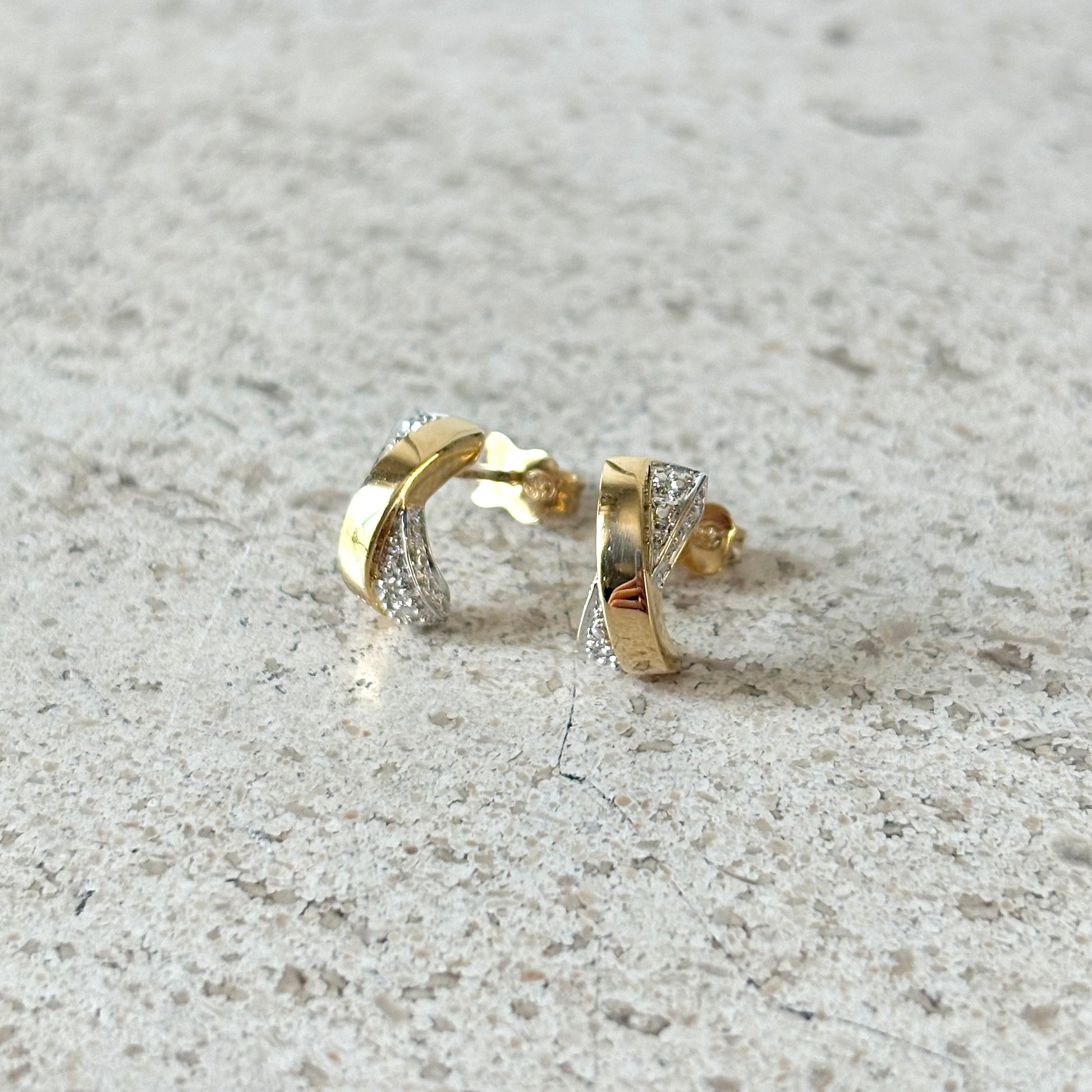 Boucles D'oreilles Croix - Or Jaune 750