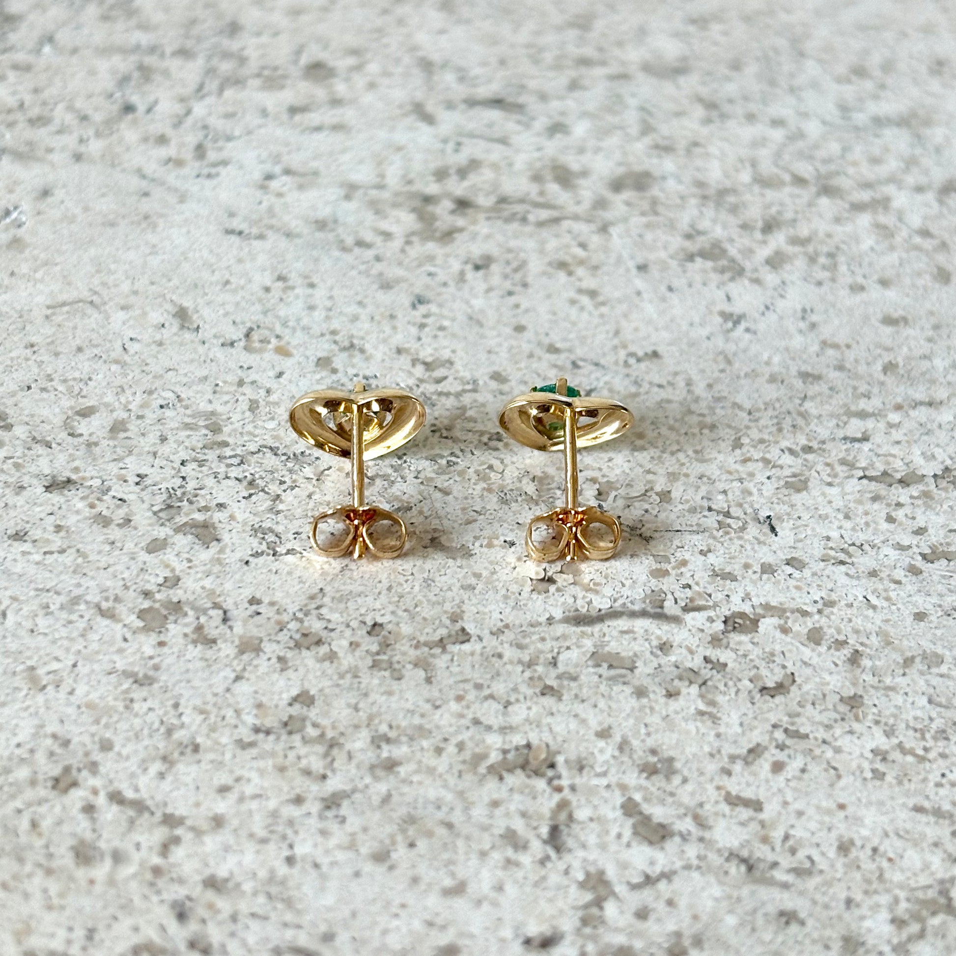 Boucles D'oreilles Coeurs - Or Jaune 750 & Émeraudes