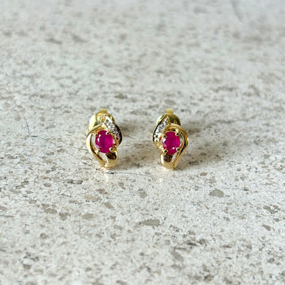 Boucles D'oreilles Rubis - Or Jaune 750