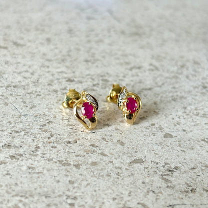 Boucles D'oreilles Rubis - Or Jaune 750