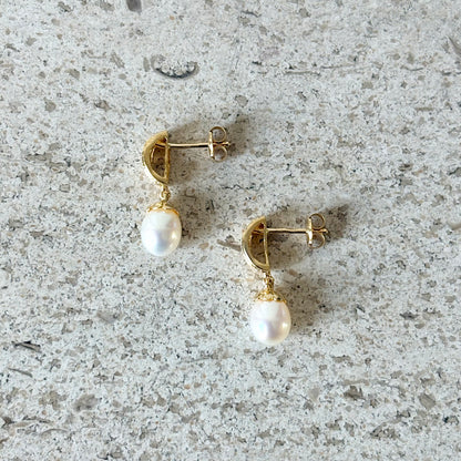 Boucles D'oreilles Vintage - Or Jaune 750 Perles & Diamants