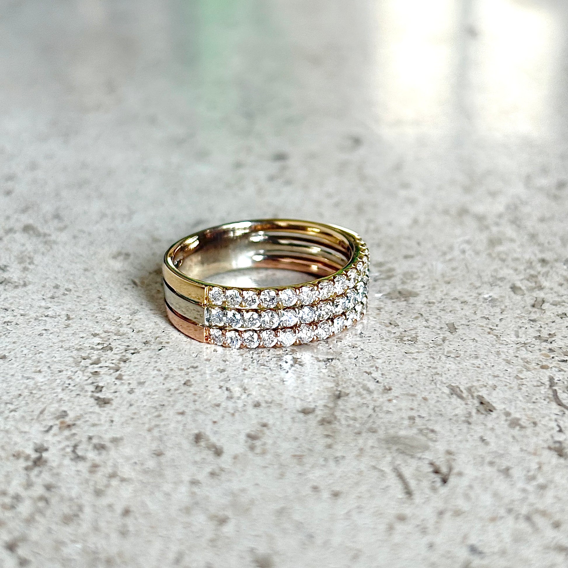 Bague Alliance - 3 Ors & Diamants
