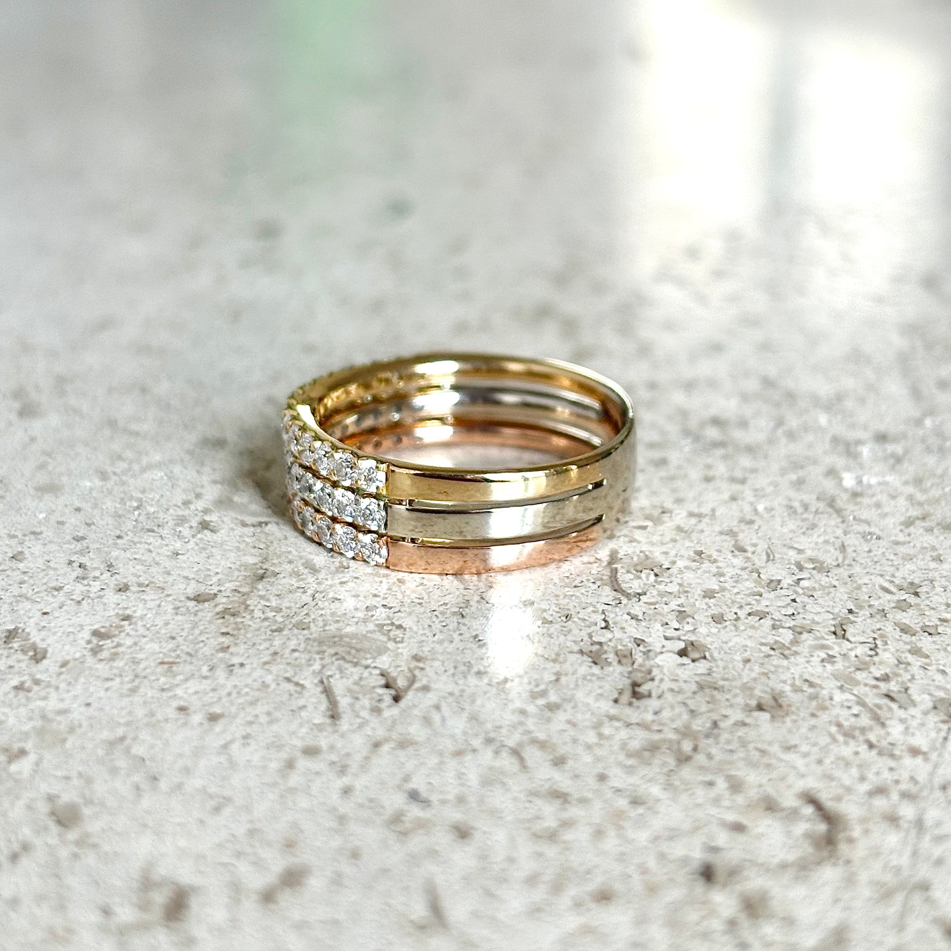 Bague Alliance - 3 Ors & Diamants