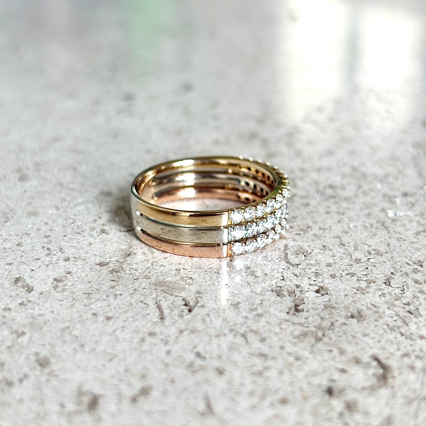 Bague Alliance - 3 Ors & Diamants