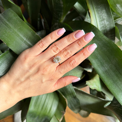 Bague Marguerite - Or Jaune 750 Aigue-Marine & Diamants