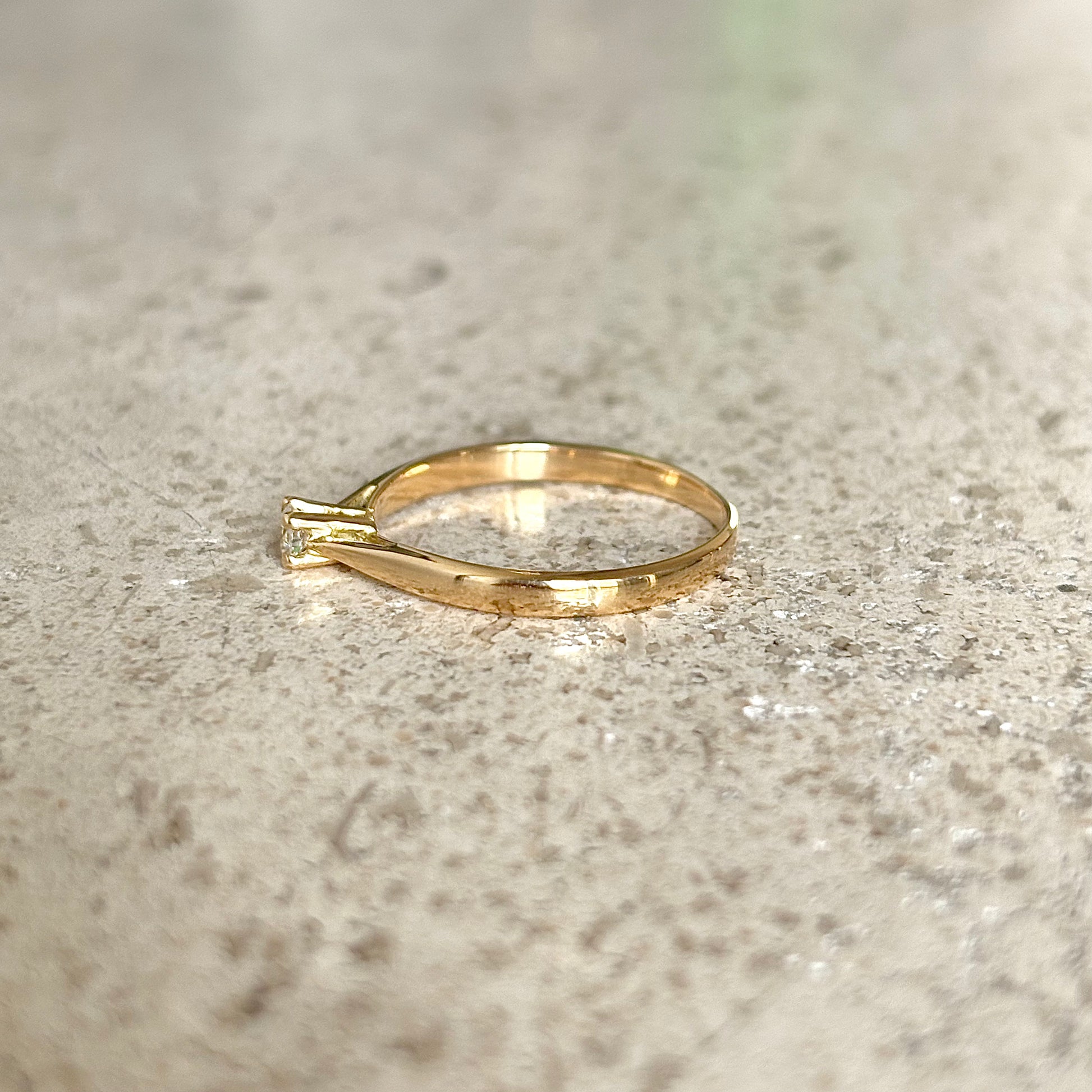 Bague Solitaire - Or Jaune 750 & Diamant