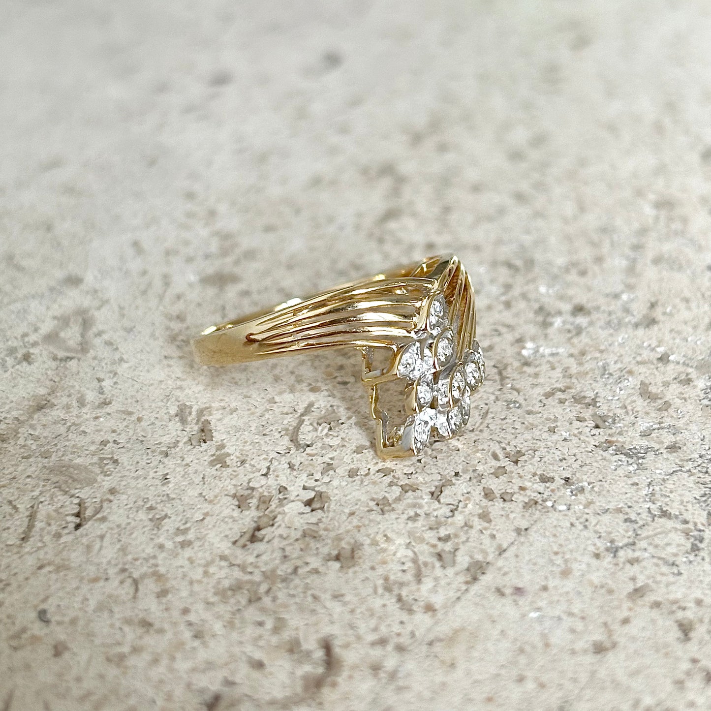 Bague Florale - Or Jaune 585 & Diamants