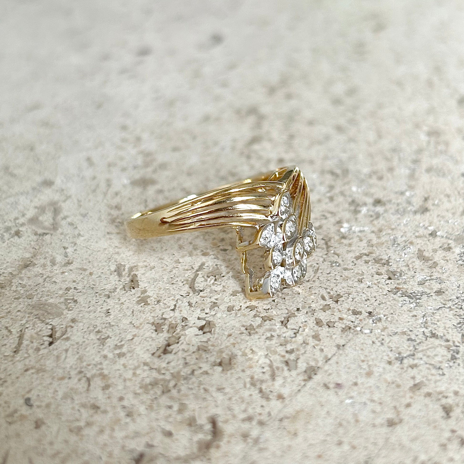 Bague Florale - Or Jaune 585 & Diamants
