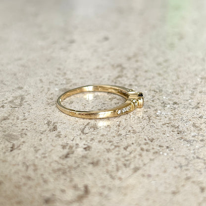 Bague Solitaire - Or Jaune 750 Saphir & Diamants