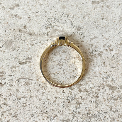 Bague Solitaire - Or Jaune 750 Saphir & Diamants