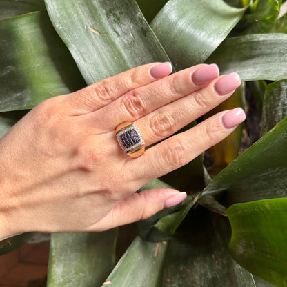 Bague Pavée - Or Jaune 750 Saphirs & Diamants