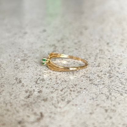 Bague Solitaire - Or Jaune 750 & Émeraude