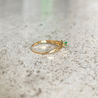 Bague Solitaire - Or Jaune 750 & Émeraude