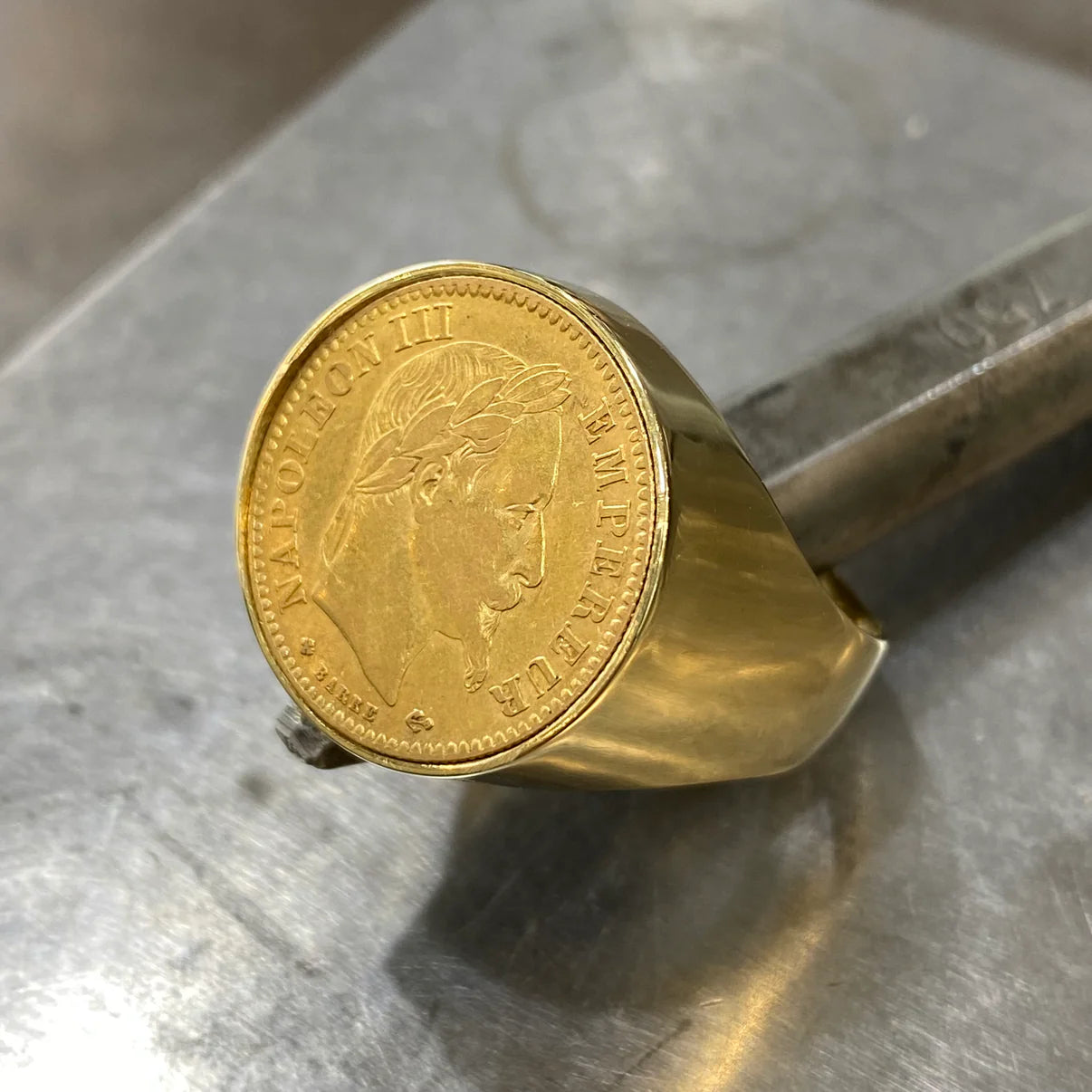 Monture Bague Pièce 10 Francs - Porte Pièce Or Jaune 750