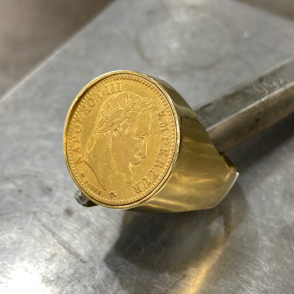 Monture Bague Pièce 10 Francs - Porte Pièce Or Jaune 750