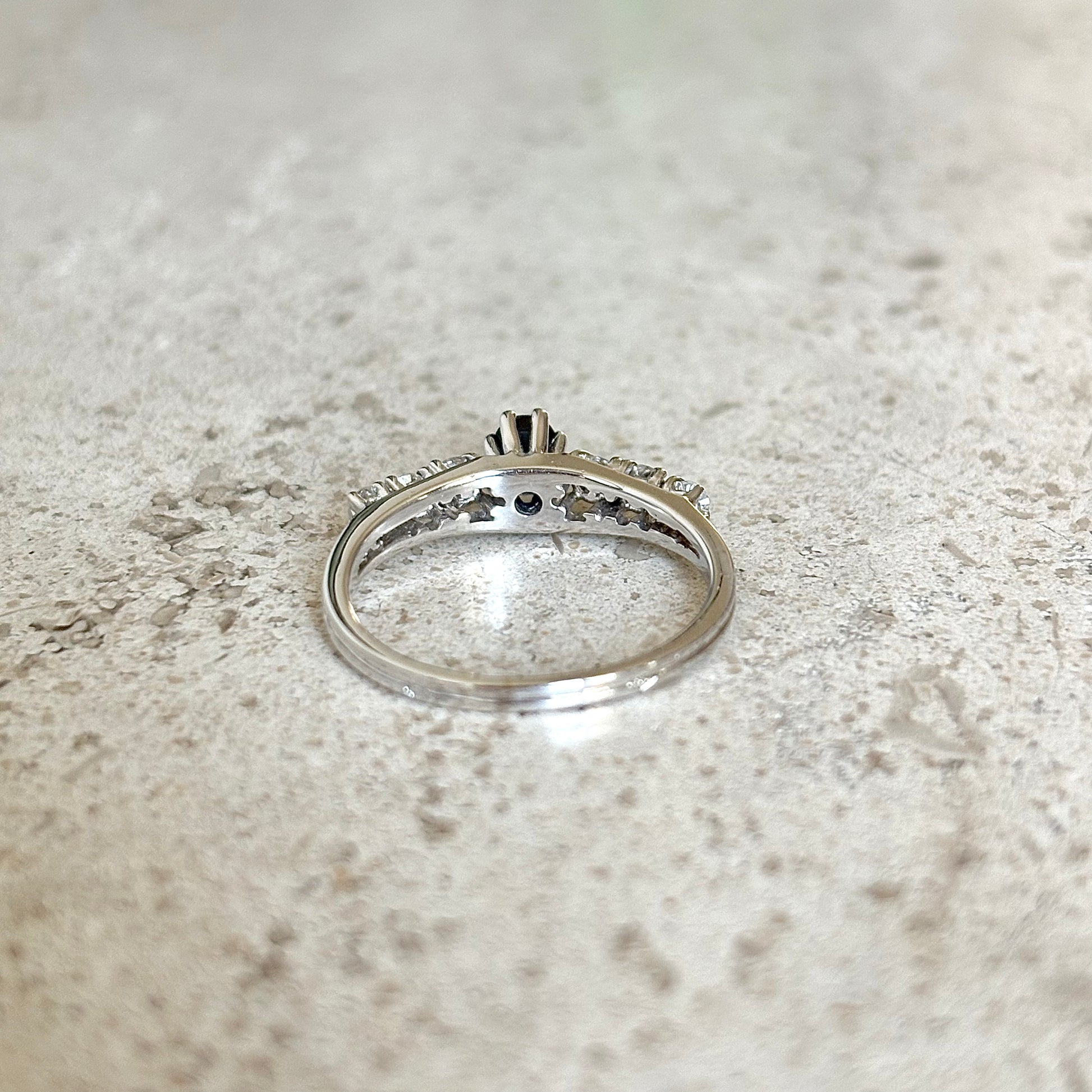 Bague Solitaire Vintage - Or Blanc 750 Saphir & Diamants