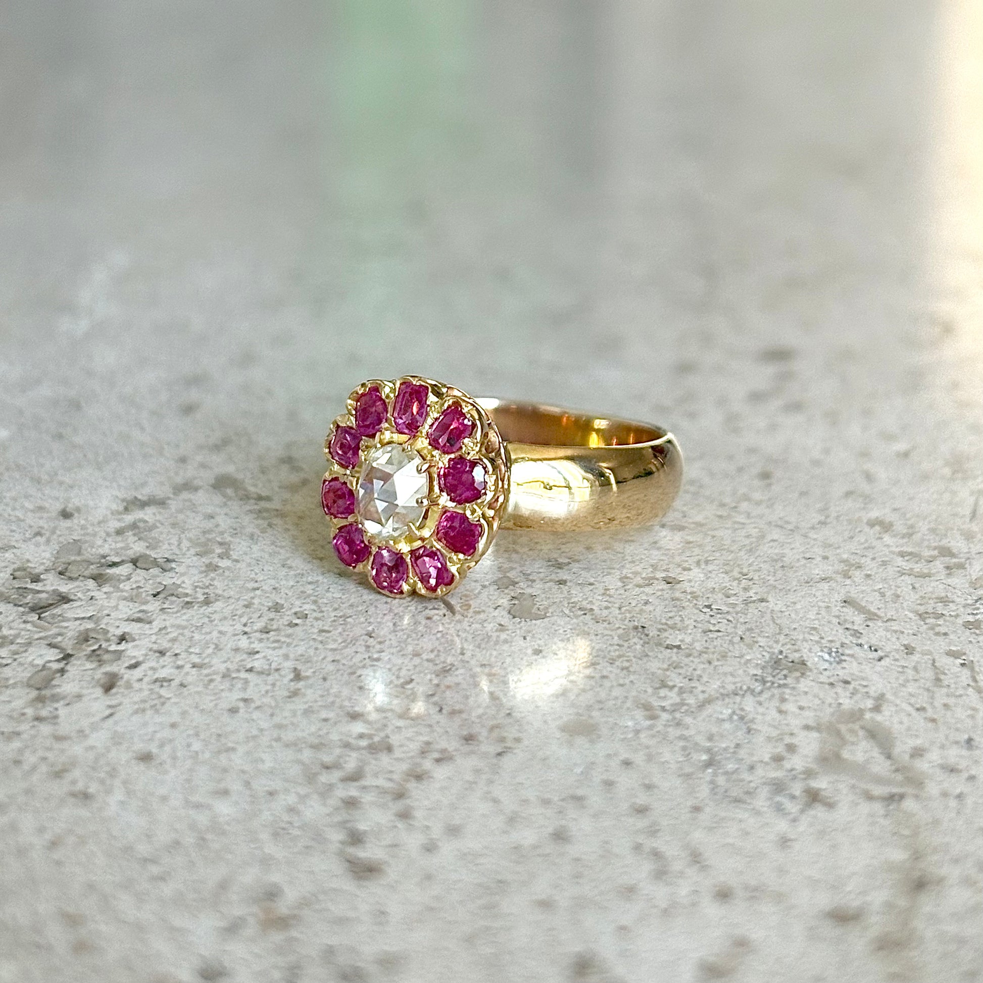 Bague Marguerite Vintage - Or Jaune 750 & Rubis